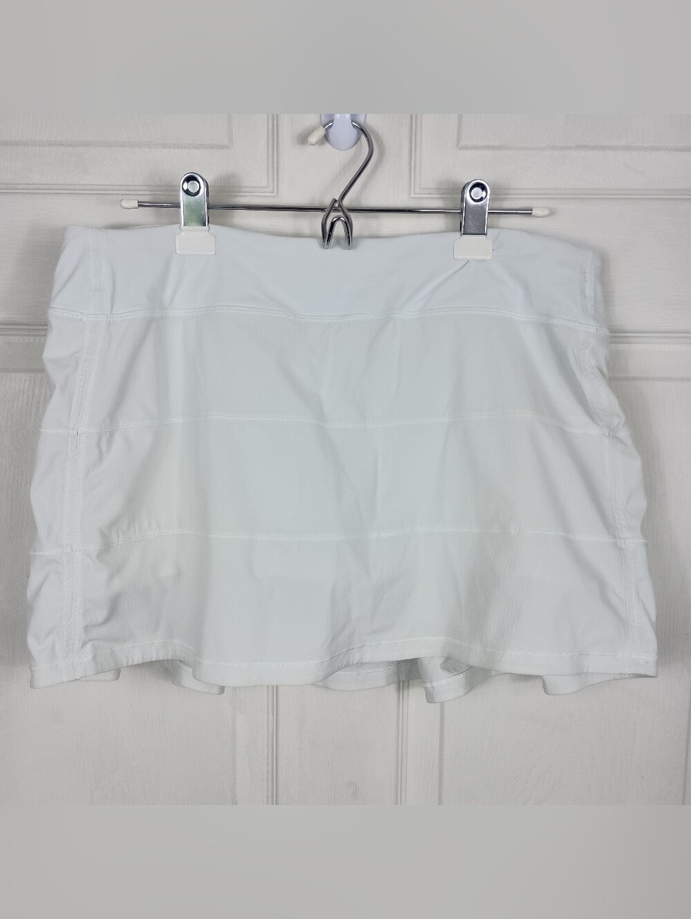 Lululemon Skort 12 Womens White Pace Rival Stretch Pockets Leg Grippers Running - Picture 4 of 12